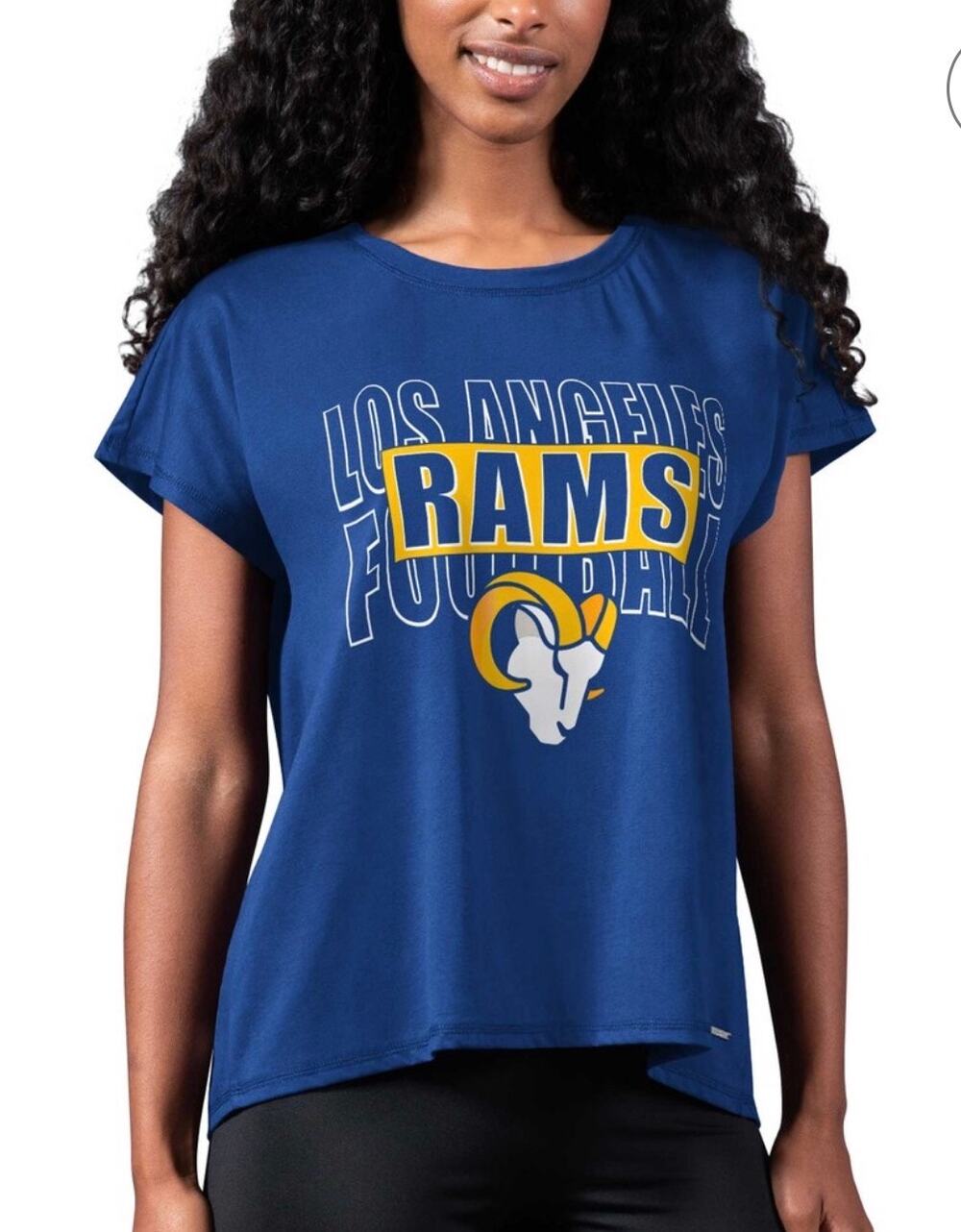 LA Rams MSX by Michael Strahan Women's Abigail Back Slit T-Shirt - Royal, XXL